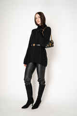 Fabiana Filippi 100% Leather Gold Nugget Buckle in Black Vancouver. Shop Online or in Store.