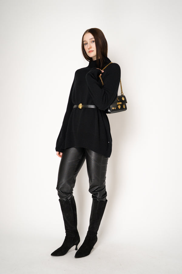 Fabiana Filippi 100% Leather Gold Nugget Buckle in Black Vancouver. Shop Online or in Store.