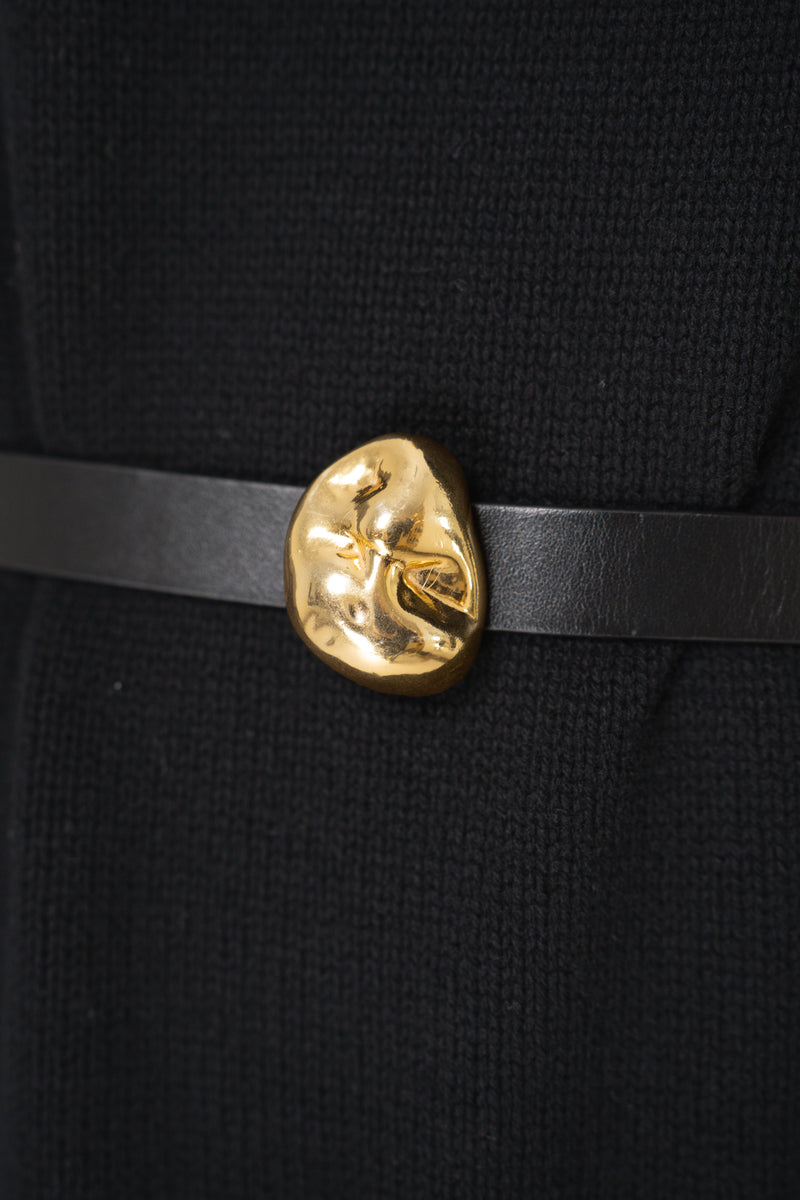 Fabiana Filippi 100% Leather Gold Nugget Buckle in Black Vancouver. Shop Online or in Store.