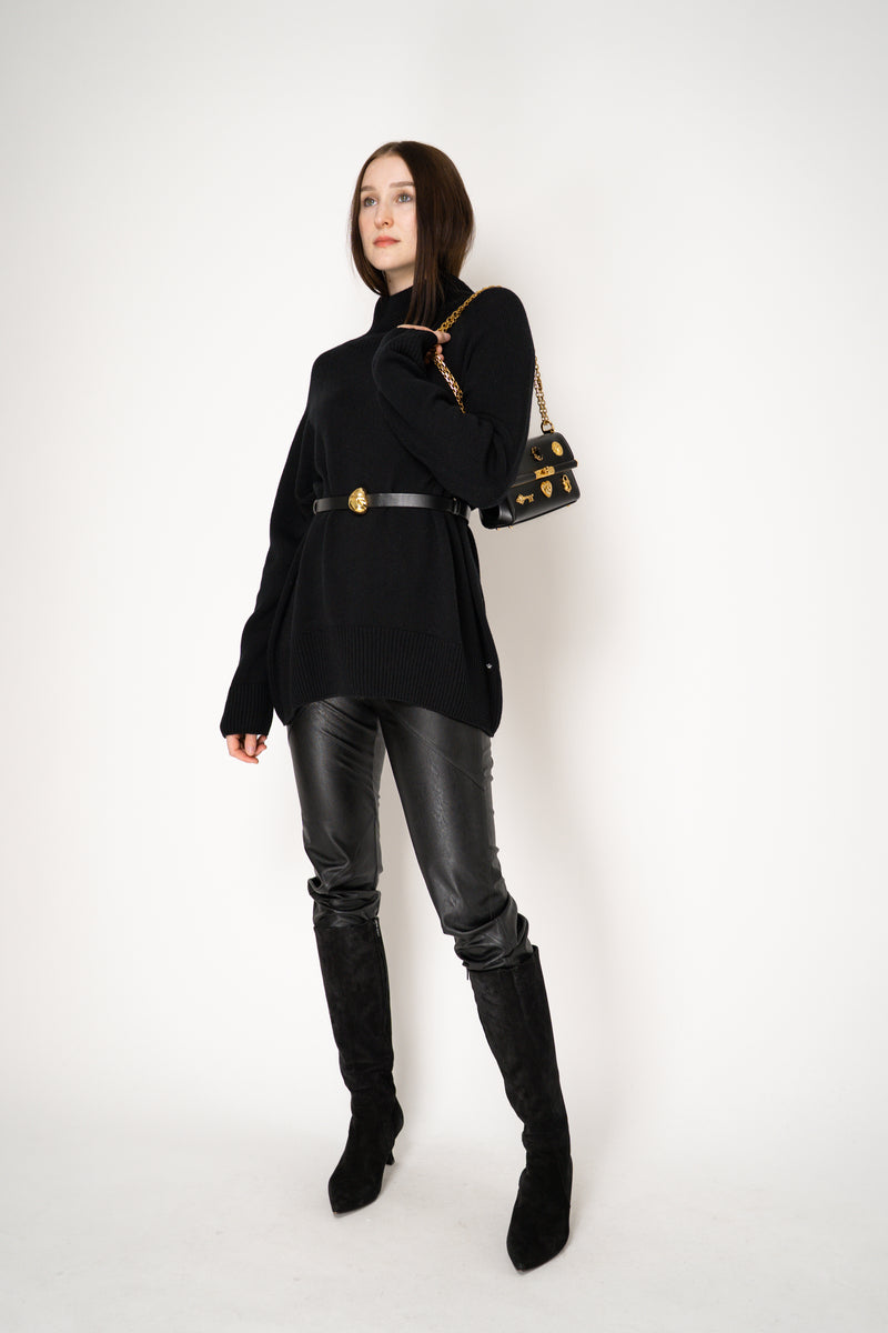 Fabiana Filippi 100% Leather Gold Nugget Buckle in Black Vancouver. Shop Online or in Store.