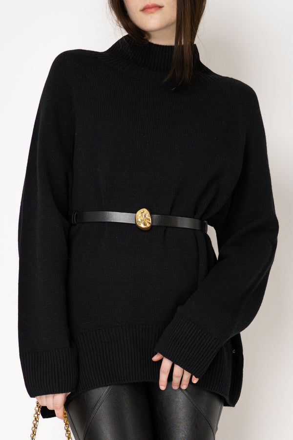 Fabiana Filippi 100% Leather Gold Nugget Buckle in Black Vancouver. Shop Online or in Store.