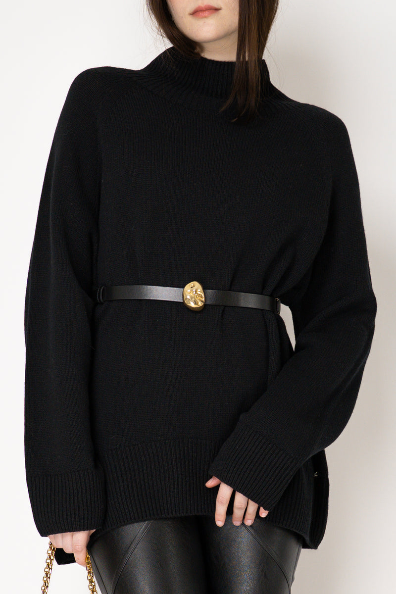 Fabiana Filippi 100% Leather Gold Nugget Buckle in Black Vancouver. Shop Online or in Store.