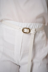 Fabiana Filippi 100% Leather Oval Buckle Belt in Off-White Vancouver. Shop Online or in Store.