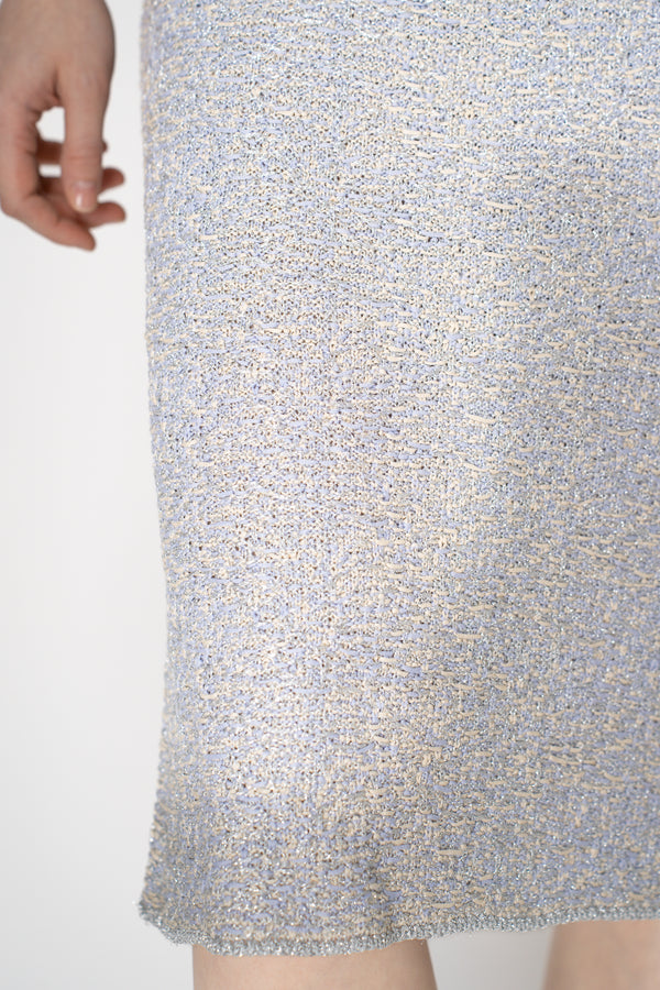 Fabiana Filippi Bouclé Skirt in Lavender and Beige with Silver Lurex Vancouver. Shop Online or in Store.