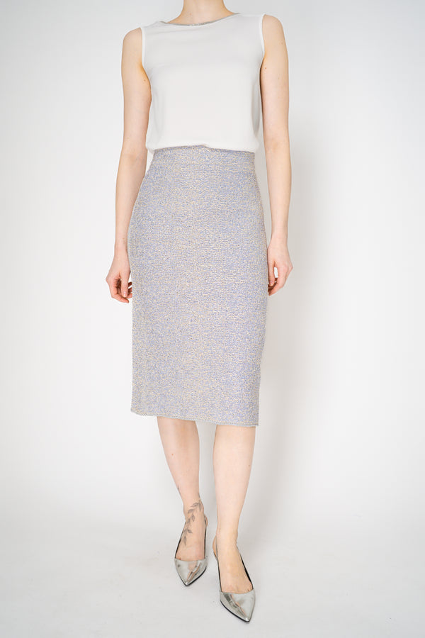 Fabiana Filippi Bouclé Skirt in Lavender and Beige with Silver Lurex Vancouver. Shop Online or in Store.