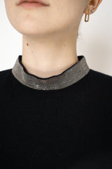 Fabiana Filippi Cashmere Blend Embellished Neckline Knit Mockneck Top in Black Vancouver. Shop Online or in Store.
