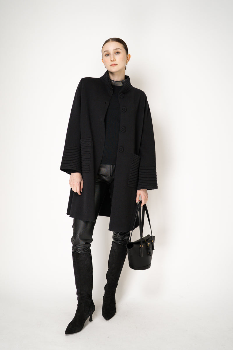 Fabiana Filippi Cashmere Blend Embellished Neckline Knit Mockneck Top in Black Vancouver. Shop Online or in Store.