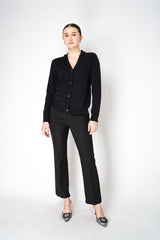 Fabiana Filippi Cashmere Blend Knitted Cardigan with Beaded Neckline in Black Vancouver. Shop Online or in Store.