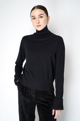 Fabiana Filippi Cashmere Blend Knitted Sweater with Up-Turned Sequined Cuffs in Black Vancouver. Shop Online or in Store.