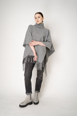 Fabiana Filippi Cashmere Blend Turtleneck Poncho in Grey Vancouver. Shop Online or in Store.