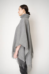 Fabiana Filippi Cashmere Blend Turtleneck Poncho in Grey Vancouver. Shop Online or in Store.