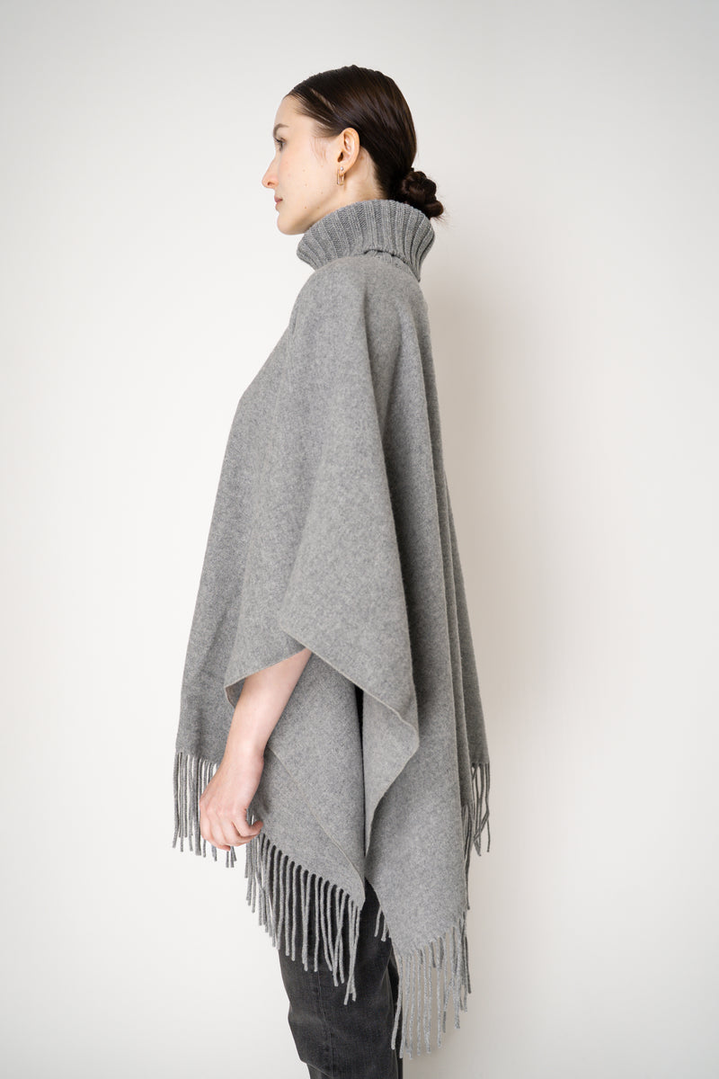 Fabiana Filippi Cashmere Blend Turtleneck Poncho in Grey Vancouver. Shop Online or in Store.