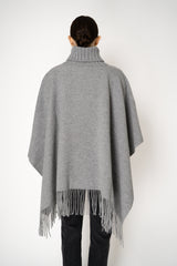 Fabiana Filippi Cashmere Blend Turtleneck Poncho in Grey Vancouver. Shop Online or in Store.