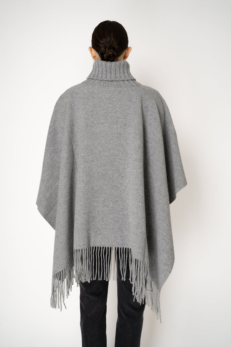 Fabiana Filippi Cashmere Blend Turtleneck Poncho in Grey Vancouver. Shop Online or in Store.