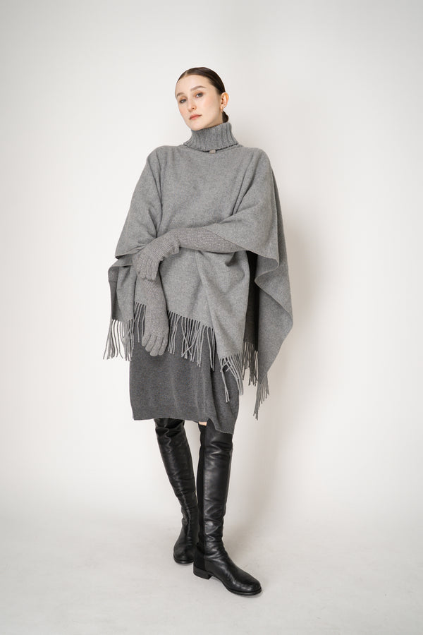Fabiana Filippi Cashmere Blend Turtleneck Poncho in Grey Vancouver. Shop Online or in Store.