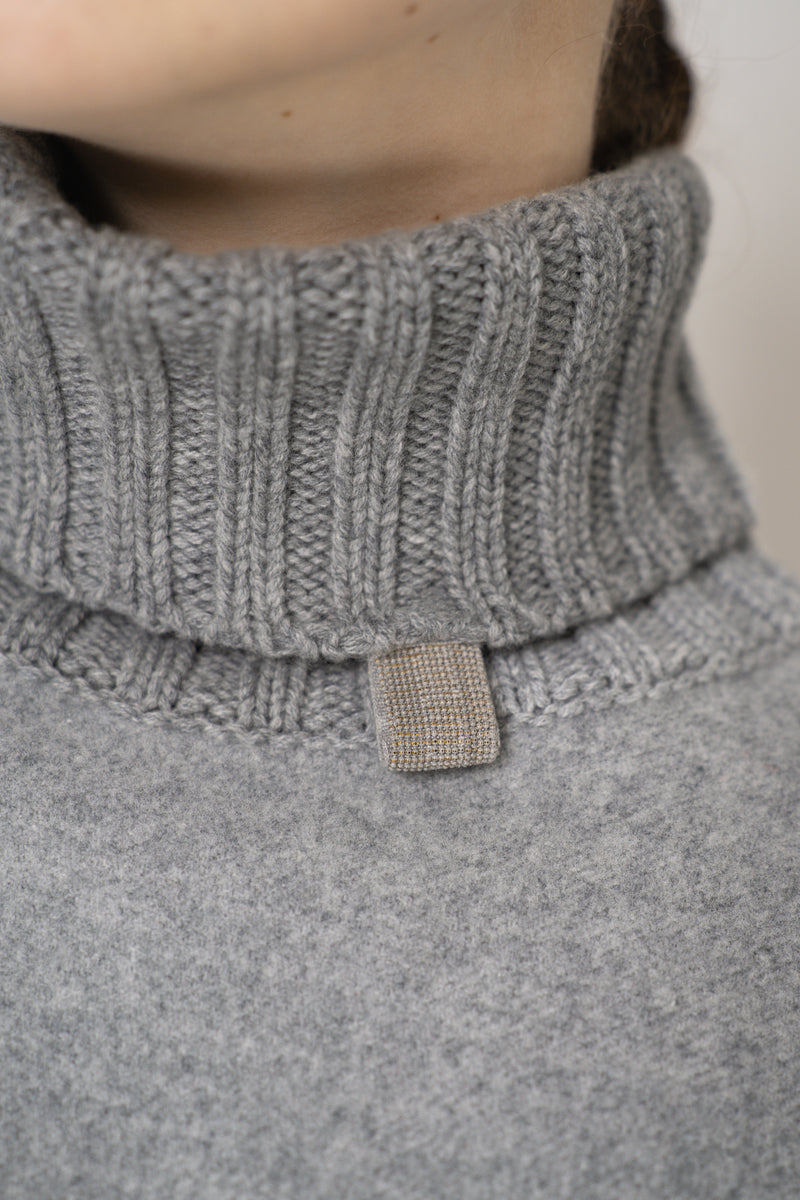 Fabiana Filippi Cashmere Blend Turtleneck Poncho in Grey Vancouver. Shop Online or in Store.