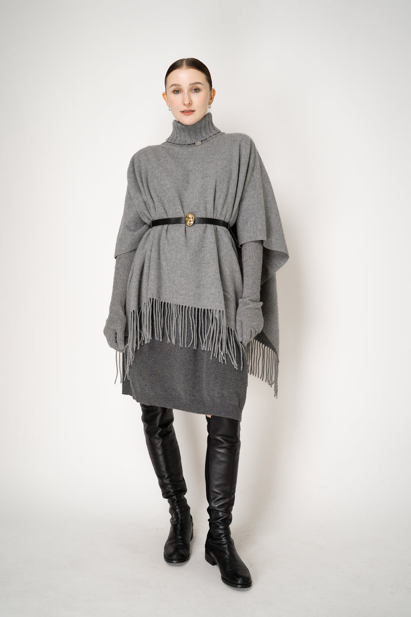 Fabiana Filippi Cashmere Blend Turtleneck Poncho in Grey Vancouver. Shop Online or in Store.