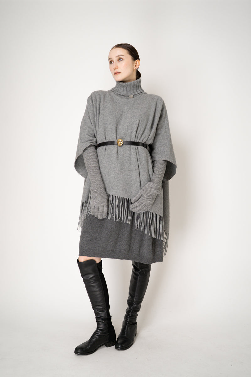 Fabiana Filippi Cashmere Blend Turtleneck Poncho in Grey Vancouver. Shop Online or in Store.