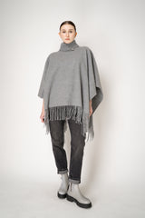 Fabiana Filippi Cashmere Blend Turtleneck Poncho in Grey Vancouver. Shop Online or in Store.