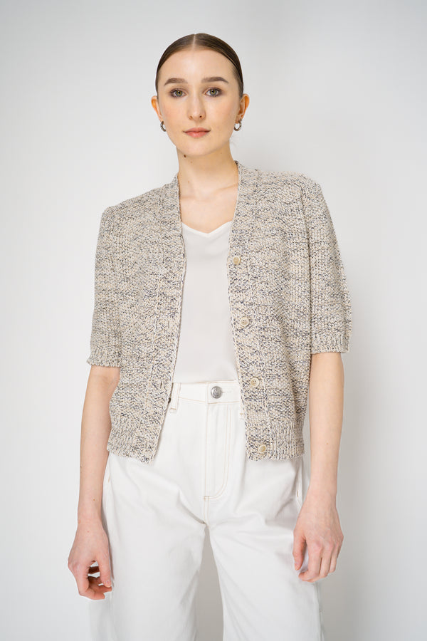 Fabiana Filippi Chunky Knit Short Sleeve Cardigan in Neutral Multicolour Yarn Vancouver. Shop Online or in Store.