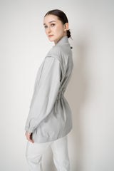 Fabiana Filippi Cinched Leather Safari Jacket with Removable Sleeves in Light Grey Vancouver. Shop Online or in Store.