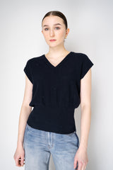 Fabiana Filippi Cotton-Linen Knit Vest with Tonal Sequin Details Throughout in Navy Vancouver. Shop Online or in Store.