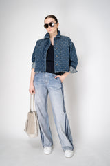 Fabiana Filippi Cotton-Linen Knit Vest with Tonal Sequin Details Throughout in Navy Vancouver. Shop Online or in Store.