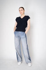 Fabiana Filippi Cotton-Linen Knit Vest with Tonal Sequin Details Throughout in Navy Vancouver. Shop Online or in Store.