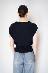 Fabiana Filippi Cotton-Linen Knit Vest with Tonal Sequin Details Throughout in Navy Vancouver. Shop Online or in Store.