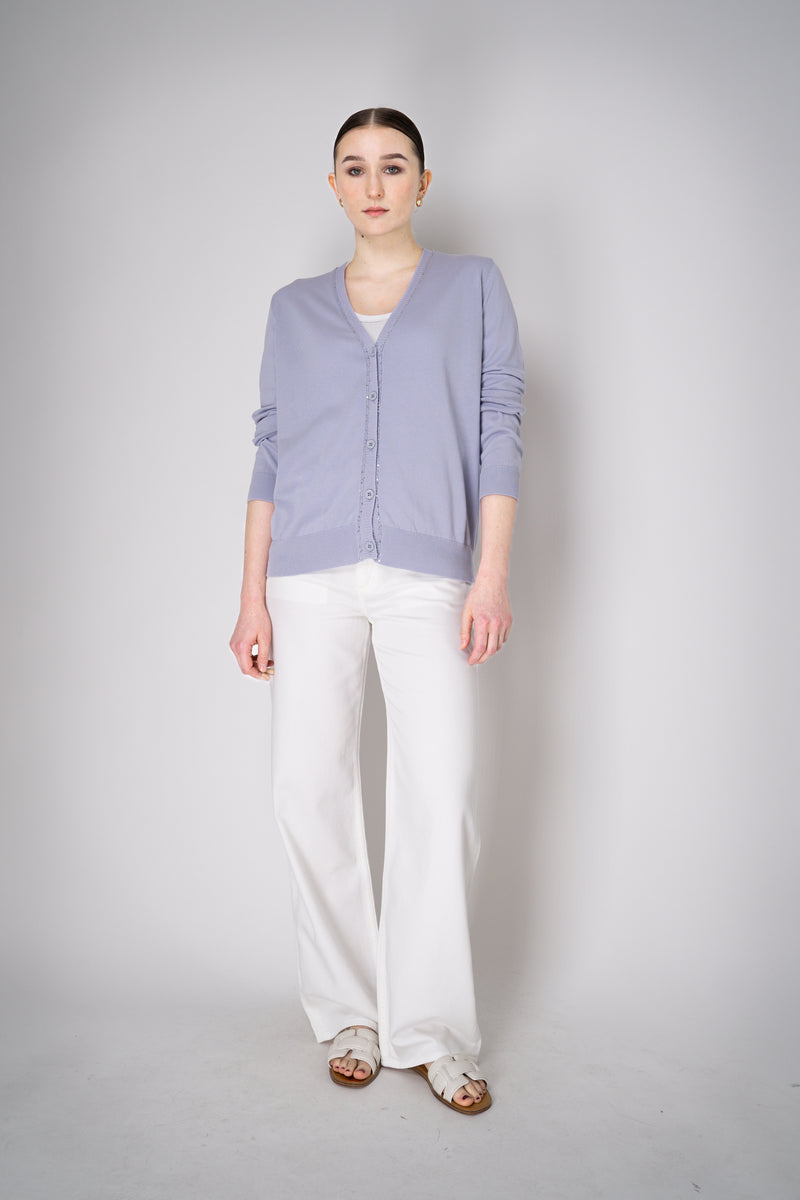 Fabiana Filippi Cotton Knit Cardigan with Sequin Neckline in Lavender Vancouver. Shop Online or in Store.