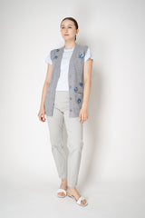 Fabiana Filippi Cotton Slim Trousers With Filo Diamante Detail in Clay Vancouver. Shop Online or in Store