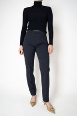 Fabiana Filippi Cotton Slim Trousers With Filo Diamante Detail in Navy Vancouver. Shop Online or in Store