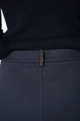 Fabiana Filippi Cotton Slim Trousers With Filo Diamante Detail in Navy Vancouver. Shop Online or in Store