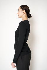 Fabiana Filippi Cotton Stretch V-neck Top in Black Vancouver. Shop Online or in Store.