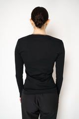 Fabiana Filippi Cotton Stretch V-neck Top in Black Vancouver. Shop Online or in Store.