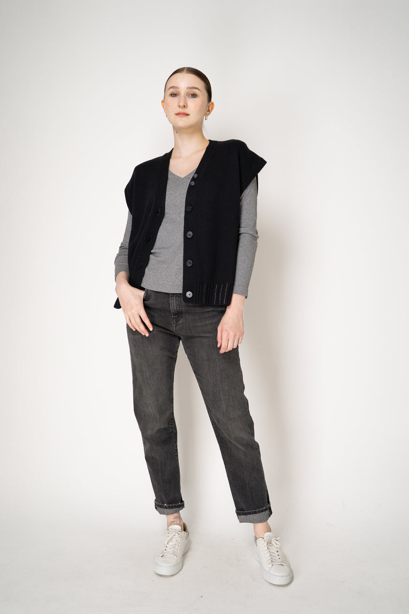 Fabiana Filippi Cotton Stretch V-neck Top in Grey Vancouver. Shop Online or in Store.
