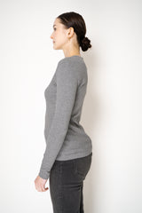 Fabiana Filippi Cotton Stretch V-neck Top in Grey Vancouver. Shop Online or in Store.