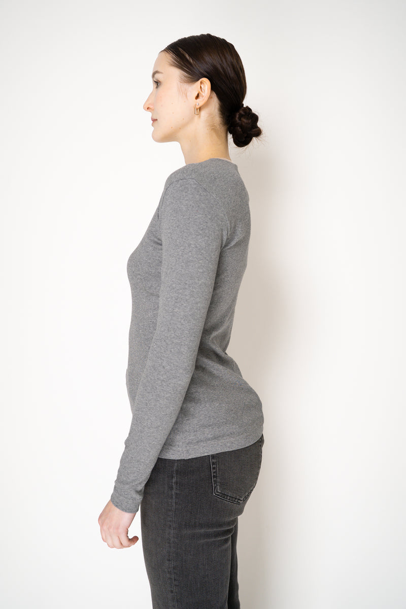 Fabiana Filippi Cotton Stretch V-neck Top in Grey Vancouver. Shop Online or in Store.