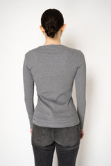 Fabiana Filippi Cotton Stretch V-neck Top in Grey Vancouver. Shop Online or in Store.