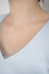 Fabiana Filippi Cotton Stretch V-neck Top in Light Blue Vancouver. Shop Online or in Store.