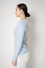 Fabiana Filippi Cotton Stretch V-neck Top in Light Blue Vancouver. Shop Online or in Store.