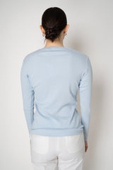Fabiana Filippi Cotton Stretch V-neck Top in Light Blue Vancouver. Shop Online or in Store.
