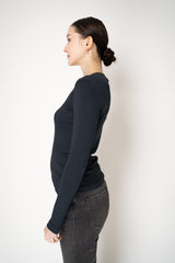 Fabiana Filippi Cotton Stretch V-neck Top in Navy Vancouver. Shop Online or in Store.