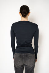 Fabiana Filippi Cotton Stretch V-neck Top in Navy Vancouver. Shop Online or in Store.