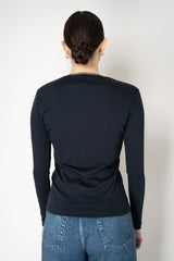 Fabiana Filippi Cotton Stretch V-neck Top in Navy Vancouver. Shop Online or in Store.