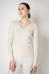 Fabiana Filippi Cotton Stretch V-neck Top in Off-White Vancouver. Shop Online or in Store.