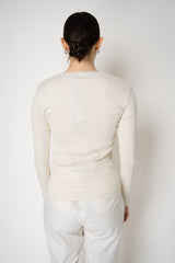 Fabiana Filippi Cotton Stretch V-neck Top in Off-White Vancouver. Shop Online or in Store.