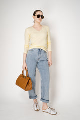 Fabiana Filippi Cotton Stretch V-neck Top in Pastel Yellow Vancouver. Shop Online or in Store.