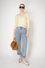 Fabiana Filippi Cotton Stretch V-neck Top in Pastel Yellow Vancouver. Shop Online or in Store.
