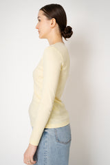 Fabiana Filippi Cotton Stretch V-neck Top in Pastel Yellow Vancouver. Shop Online or in Store.